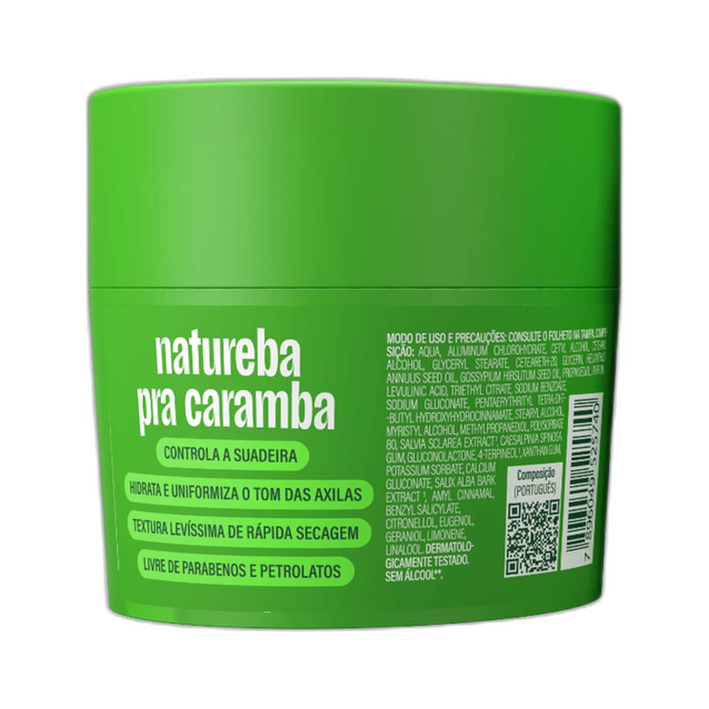 Parte traseira do desodorante creme Herbíssimo Fresh com informações e ingredientes
